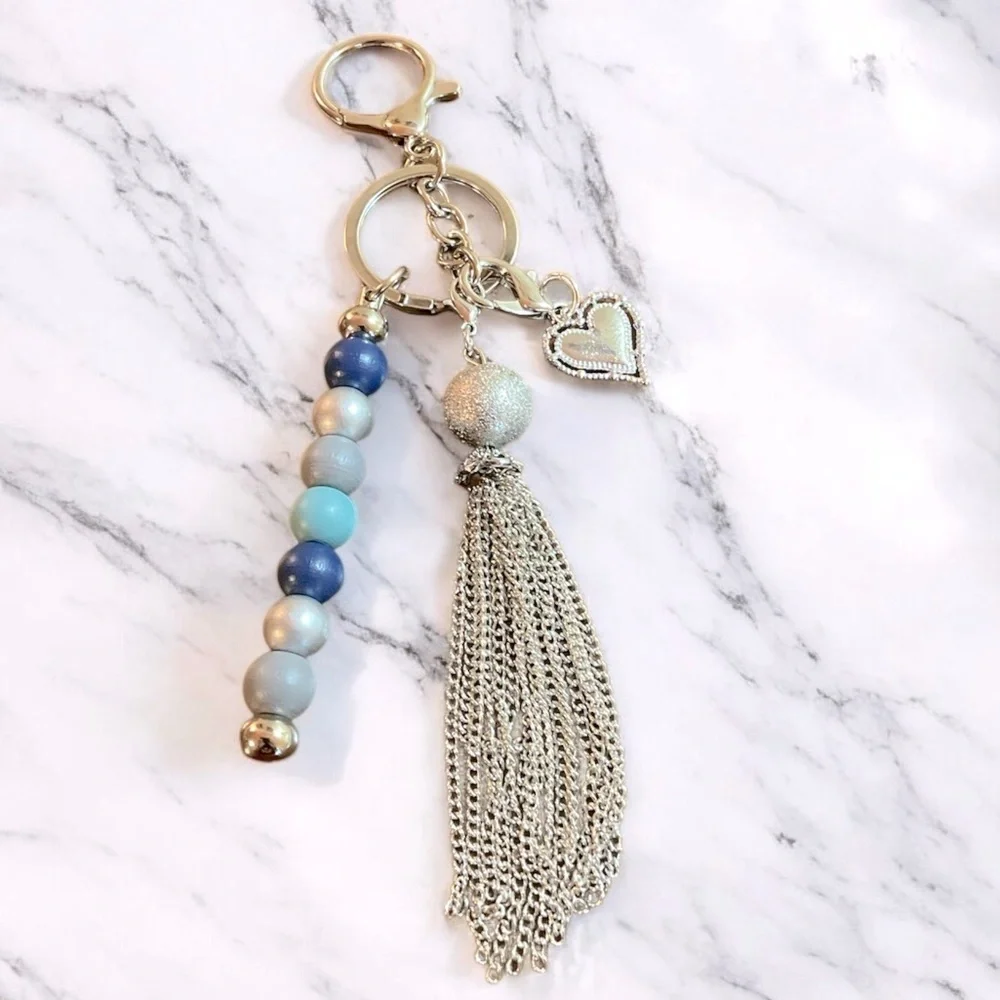 Silver and Blue Detachable Keychain